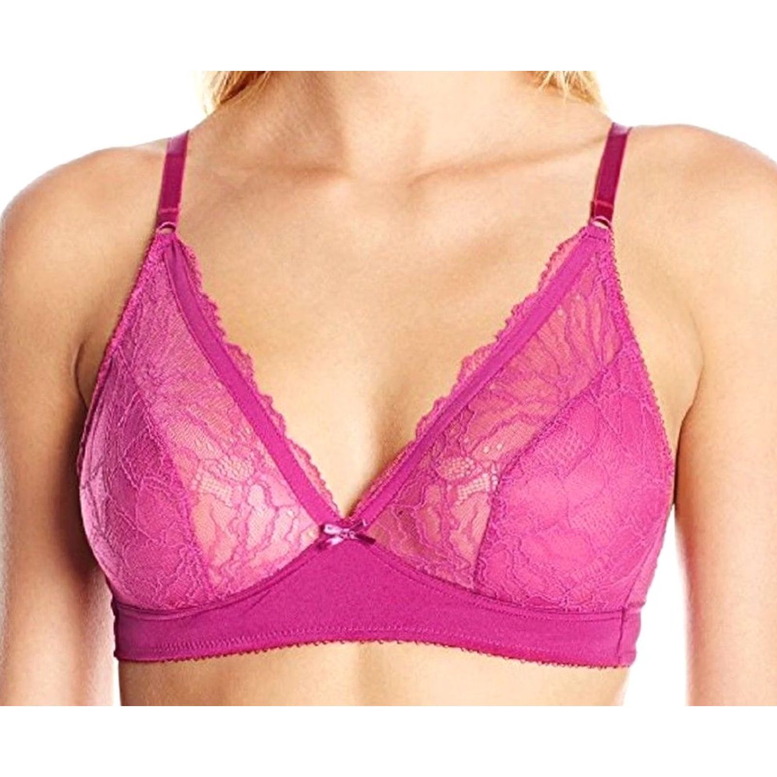 Vintage Wacoal Bralette Shirt Womens 30 Pink Lace Wire-Free 910236 Bralette Strap Adjustable Semi-Sheer Size ONE SIZE - 2 Thumbnail