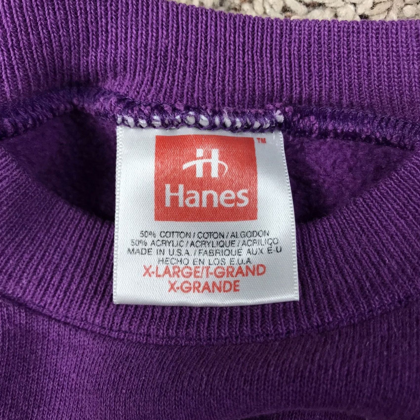 Hanes VINTAGE Hanes Purple Raglan Crewneck Sweatshirt Womens XL 90s Made USA Size XL / US 12-14 / IT 48-50 - 2 Thumbnail