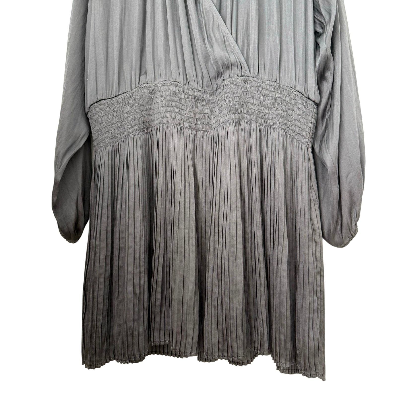 Mango Mango NWT Gray Pleated Lined Sleeve Dress Size XL Size XL / US 12-14 / IT 48-50 - 3 Thumbnail