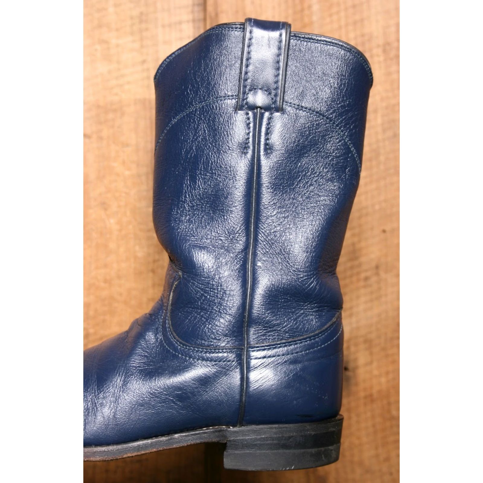Justin Boots VINTAGE Justin Boots Western Boot Womens Size 6C Navy Blue Leather Pull On Mid-Calf Casual Cowboy Shoes Size US 6 / IT 36 - 7 Thumbnail