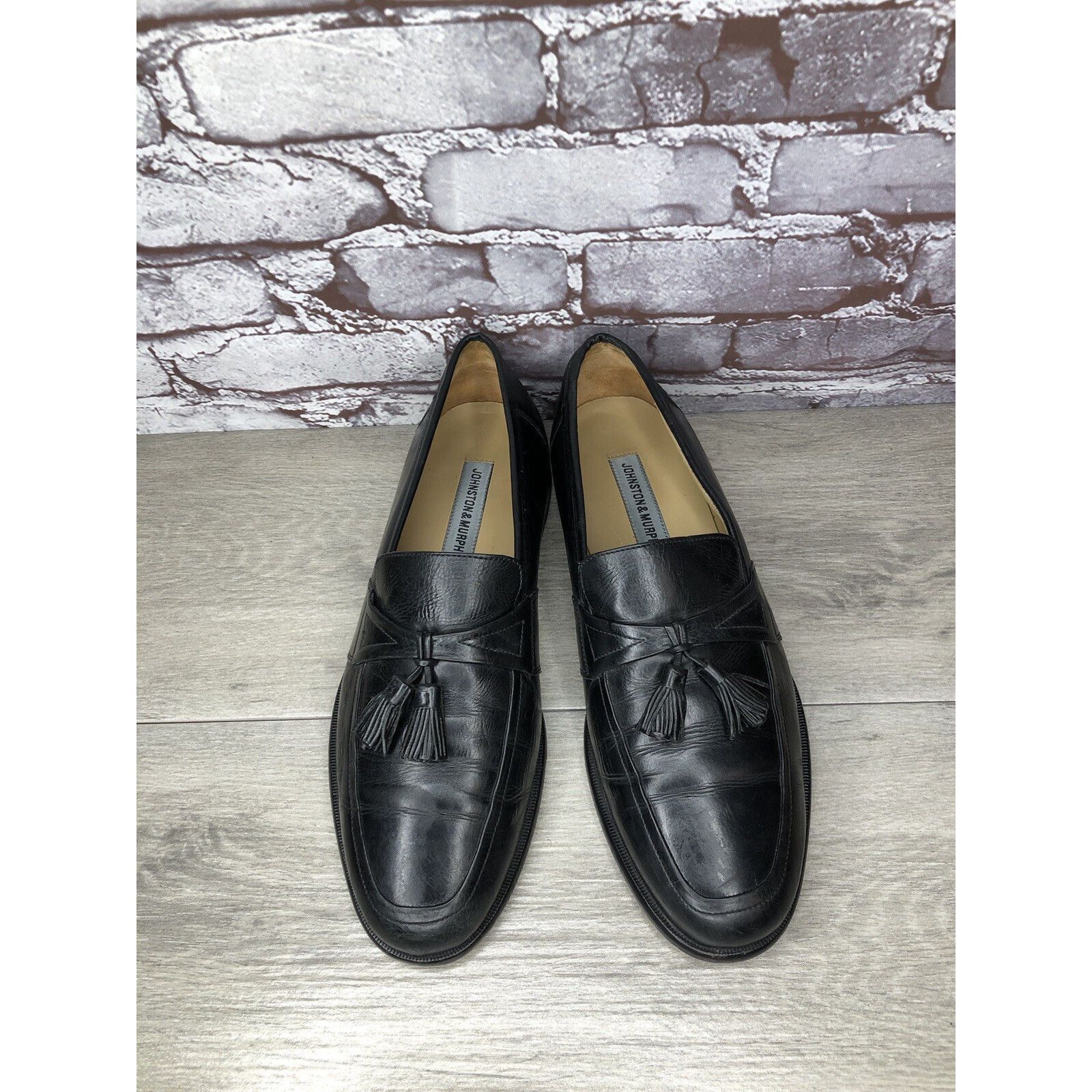 Johnston & Murphy Johnston & Murphy Black Leather Tassel Loafers Dress Shoes M Size US 11 / EU 44 - 12 Thumbnail