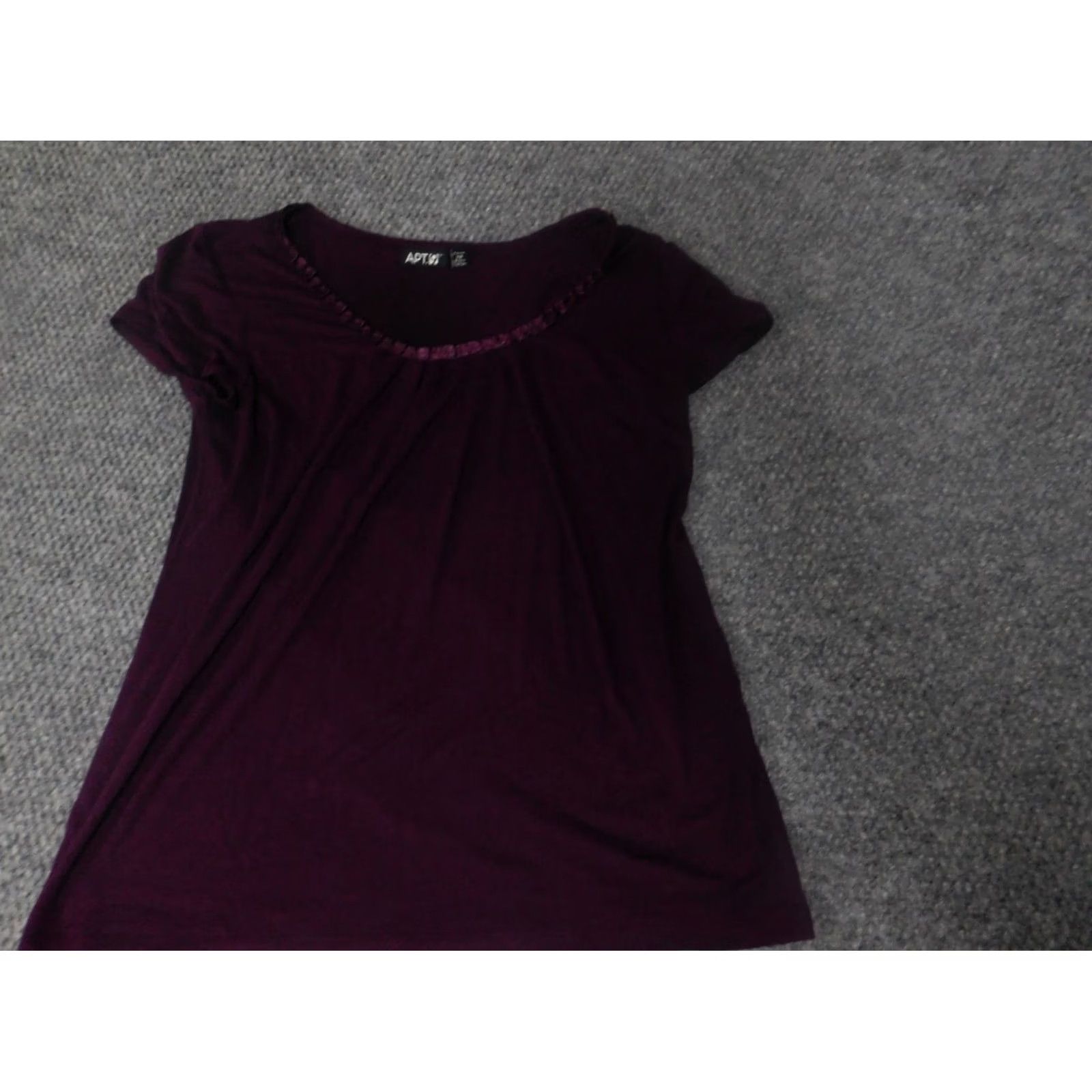 Apt. 9 Apt 9 Blouse Shirt Womens PM Petite Purple V-Neck Short Sleeve Pullover Stretch Polyester Rayon Button Casual Size M / US 6-8 / IT 42-44 - 4 Thumbnail
