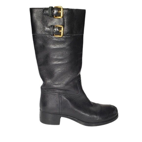 Leather × Prada AUTH LUXURY PRADA BOOTS 3W5356 Black SOFT B DEER SKIN Size US 9 / IT 39 - 1 Thumbnail