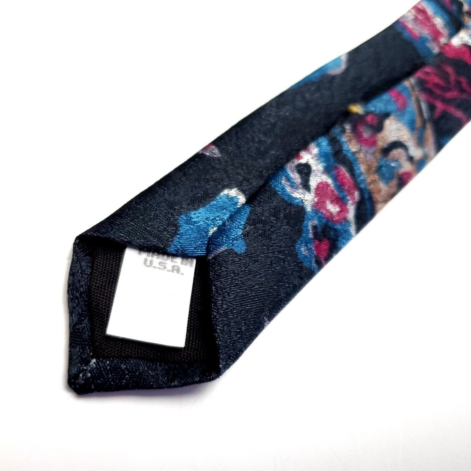 Designer Stefano Man Silk Tie Print Black Red Abstract Size ONE SIZE - 5 Thumbnail