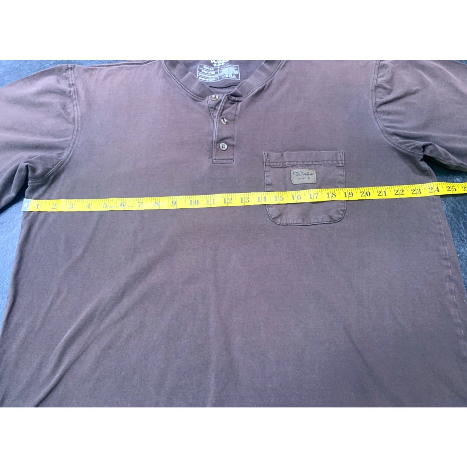 Walls VINTAGE Walls Men's Henley Shirt Large Brown Cotton Pocket Workwear Size US L / EU 52-54 / 3 - 7 Thumbnail