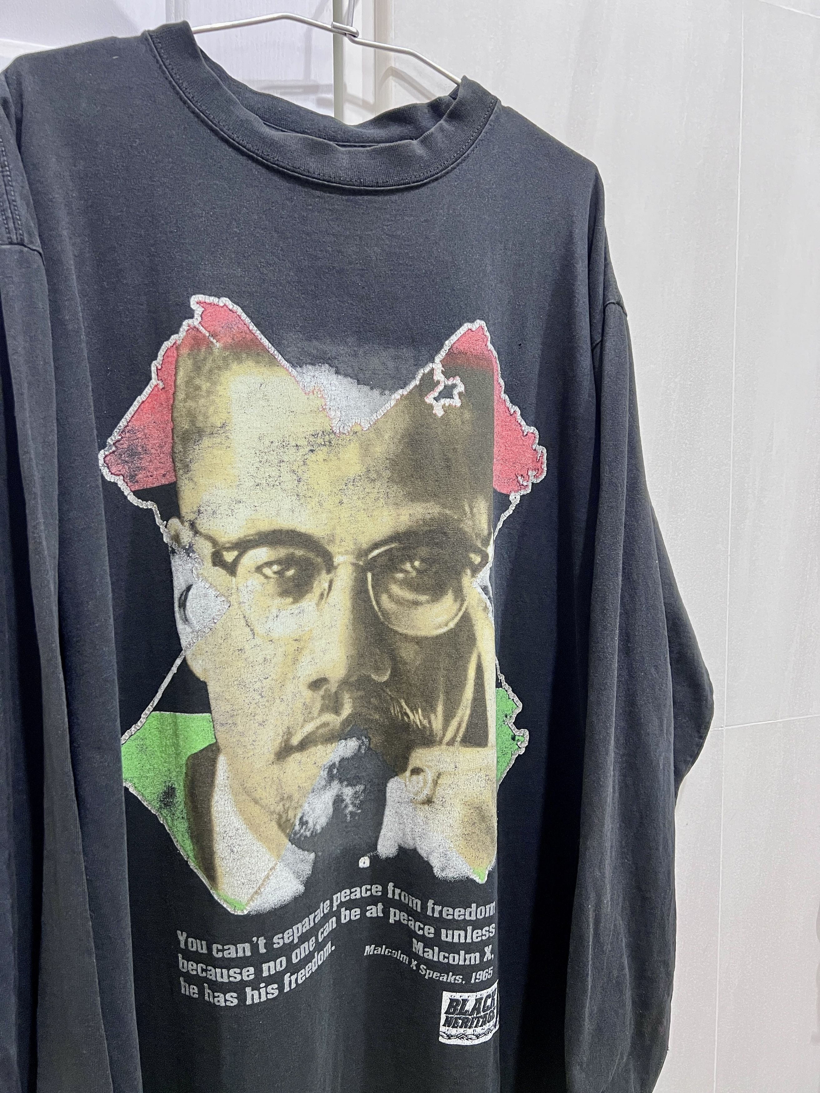 Rap Tees Vintage Y2K Malcolm X Black history heritage Tee XL Faded Size US XL / EU 56 / 4 - 2 Thumbnail
