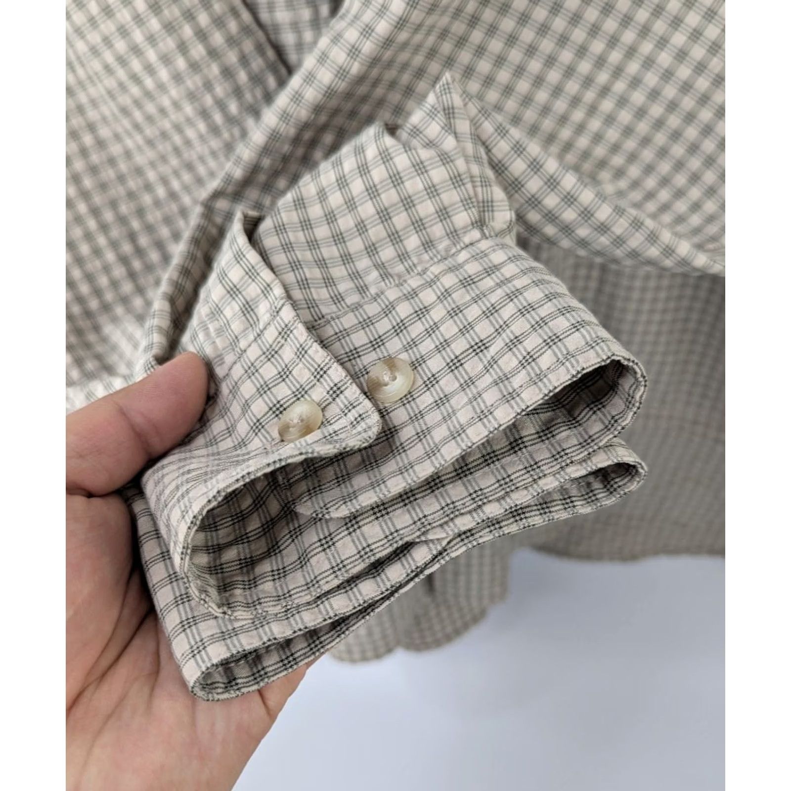 Vintage Cabela's Shirt Adult XL Tall Plaid Fishing Hunting Vented Lightweight Nylon Nylon/Polyester Beige Button-Down Collar All Seasons Regular Men XLT Size US XL / EU 56 / 4 - 7 Thumbnail