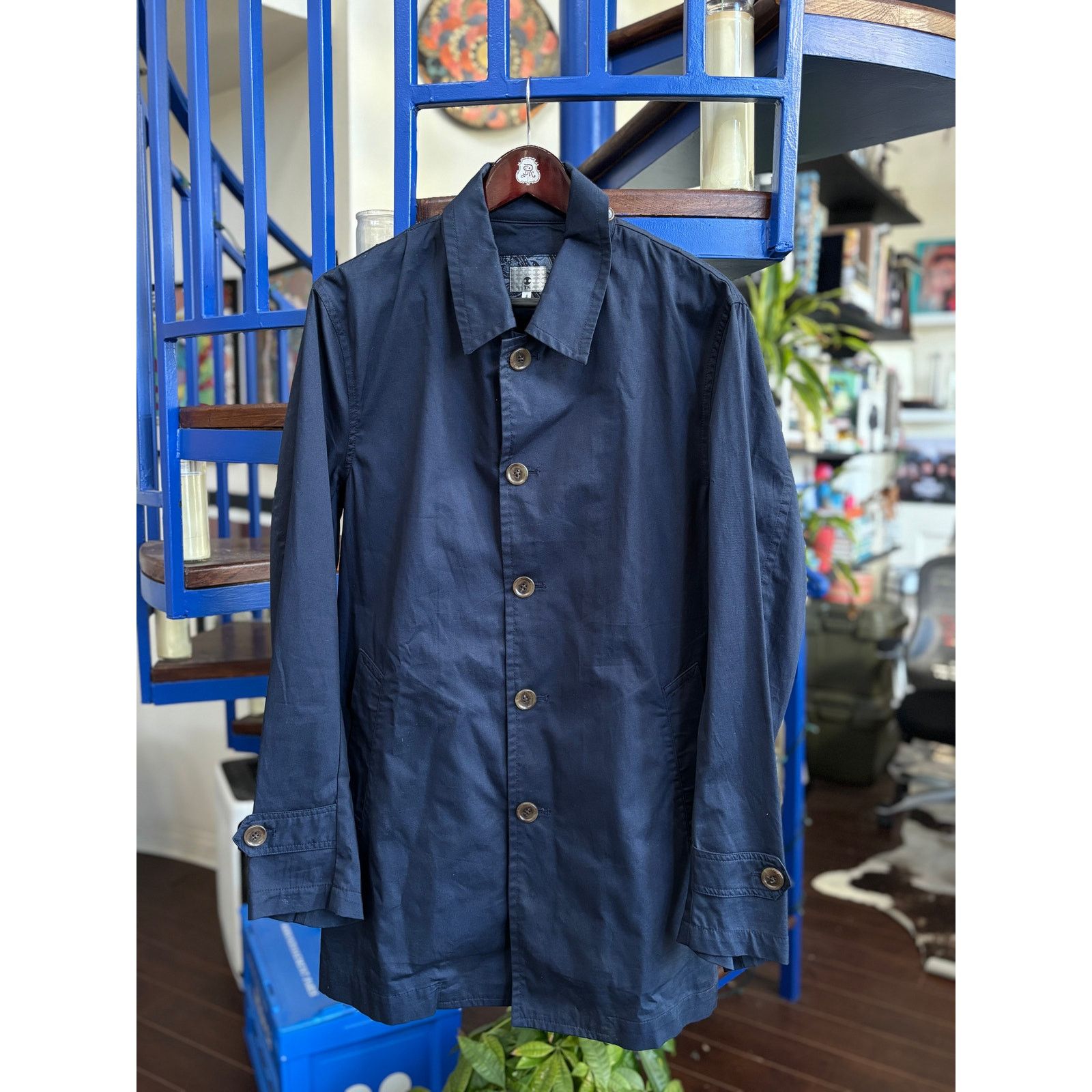 Takeo Kikuchi Takeo Kikuchi Japan Navy Button-Up Lightweight Coat (XL) Size US XL / EU 56 / 4 - 1 Thumbnail