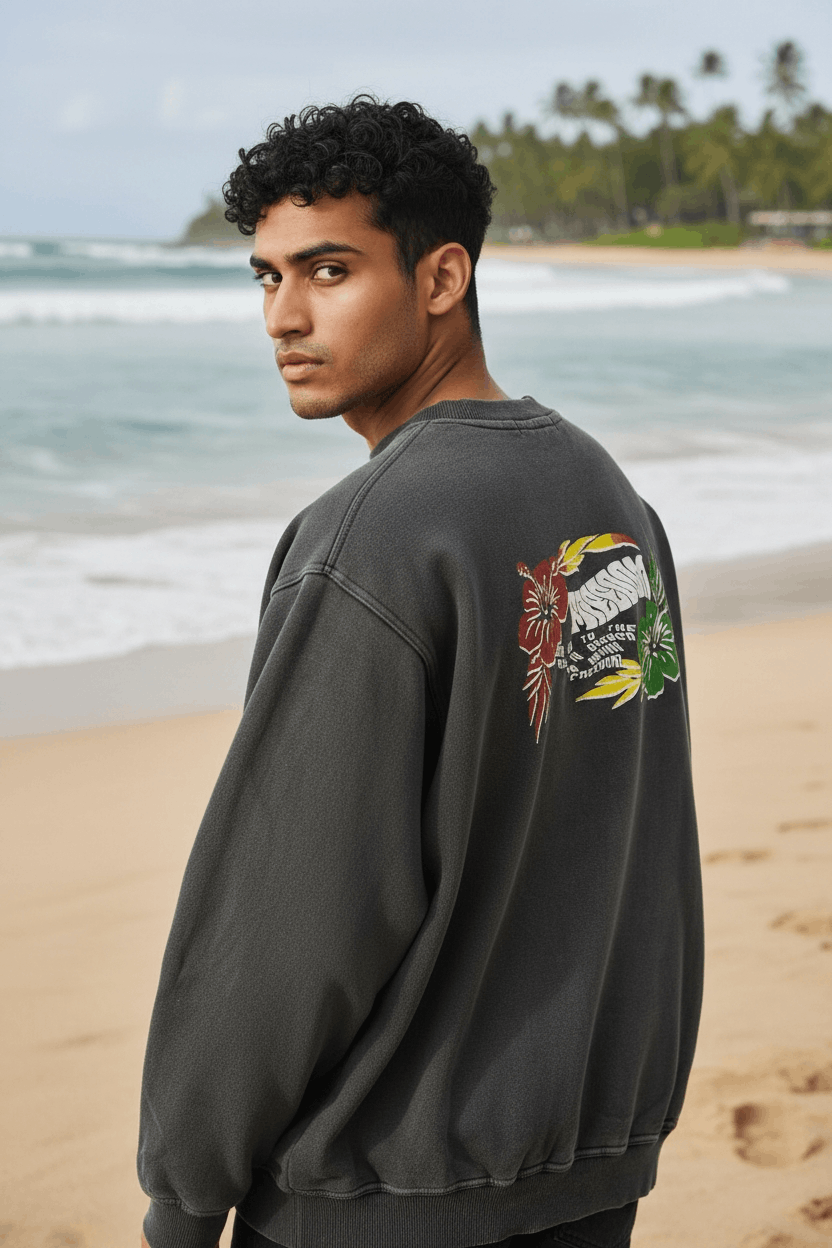 Vintage Vintage 90's VINCERE Surf Freedom Spell Out Sweatshirt Size US L / EU 52-54 / 3 - 2 Thumbnail