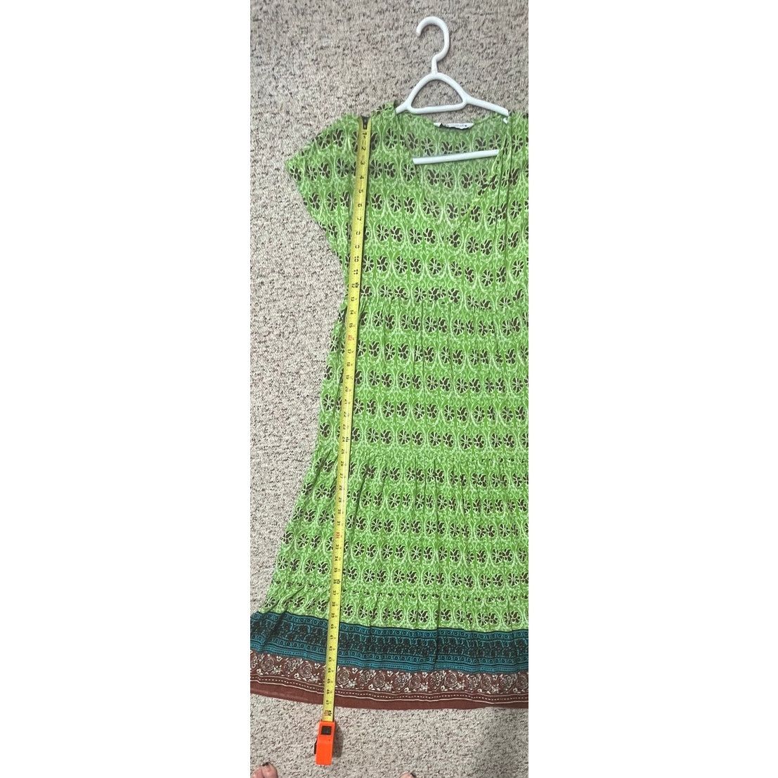 Zara Zara Panelled Midi Dress Green Patterned 7484/153 Boho SZ S Size S / US 4 / IT 40 - 6 Thumbnail