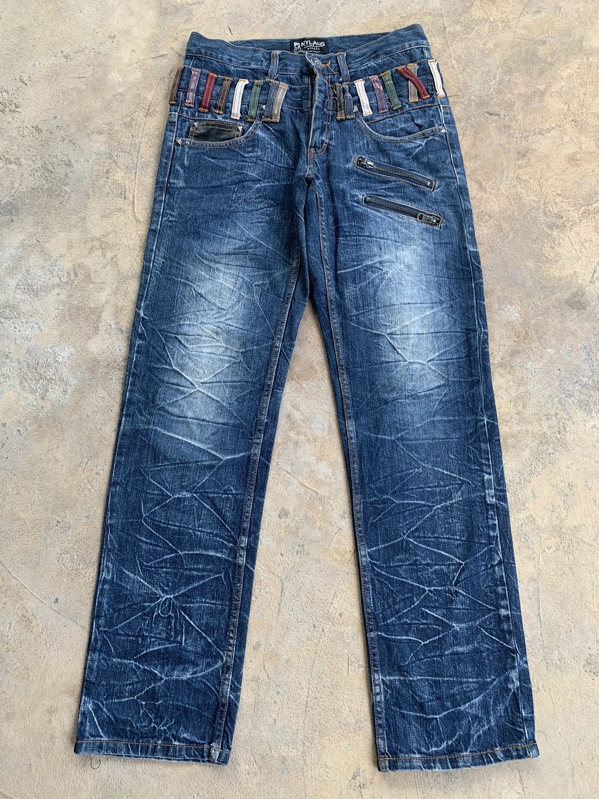 Japanese Brand × Kapital × Vintage NYLAUS DOUBLE WAIST RUSTY DISTRESSED DENIM🎌 Size US 29 - 1 Thumbnail