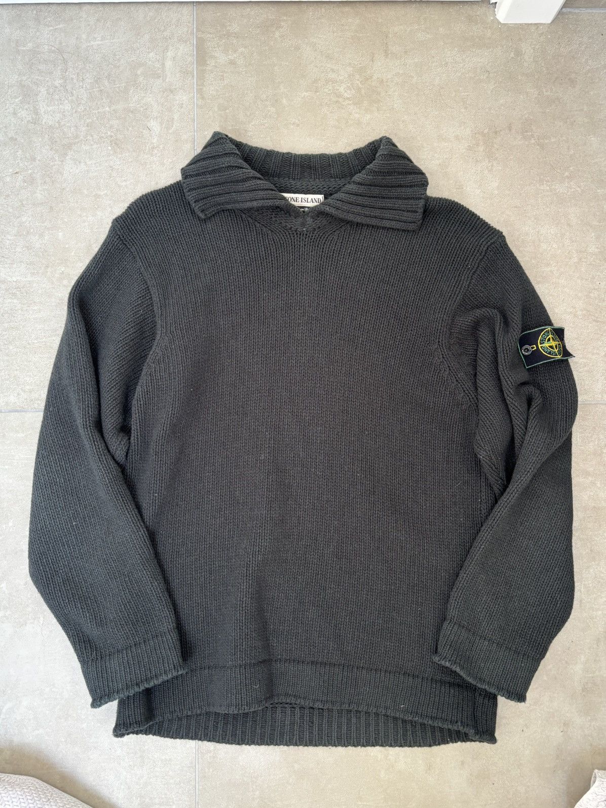 Stone Island Vintage Stone Island Deep Green Collared Knit Stone Island Vintage Stone Island Deep Green Collared Knit