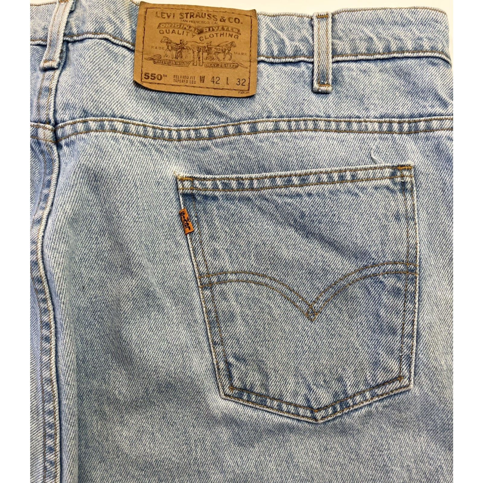 Levi's VINTAGE Levi’s 550 Jeans Denim Men Relaxed Fit 42x32 Blue 90s Theme Mens Jeans Size US 42 / EU 58 - 5 Thumbnail