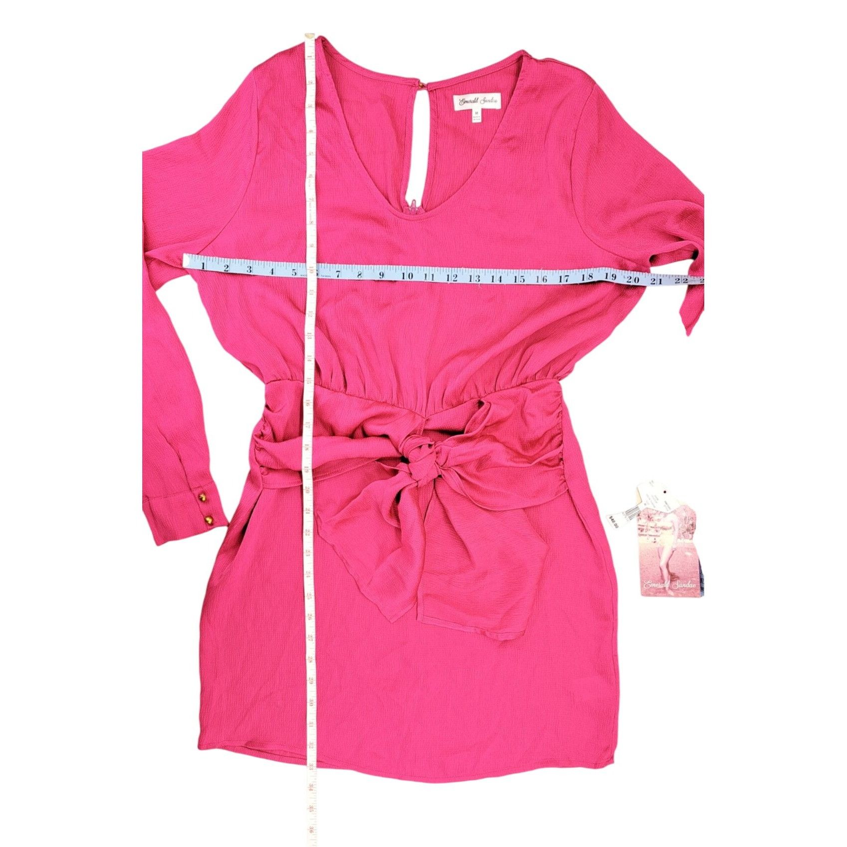 Other Emerald Sundae Pink Long Sleeve Mini Dress With Tie Waist Size M / US 6-8 / IT 42-44 - 7 Thumbnail