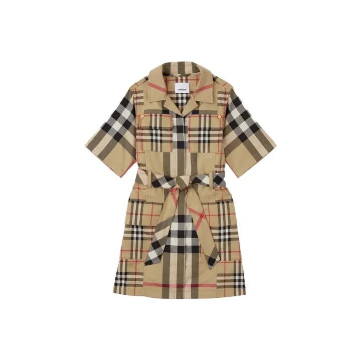 Burberry Burberry SS23 Check Waist Short Sleeve Dress 0079 Size L / US 10 / IT 46 - 1 Thumbnail