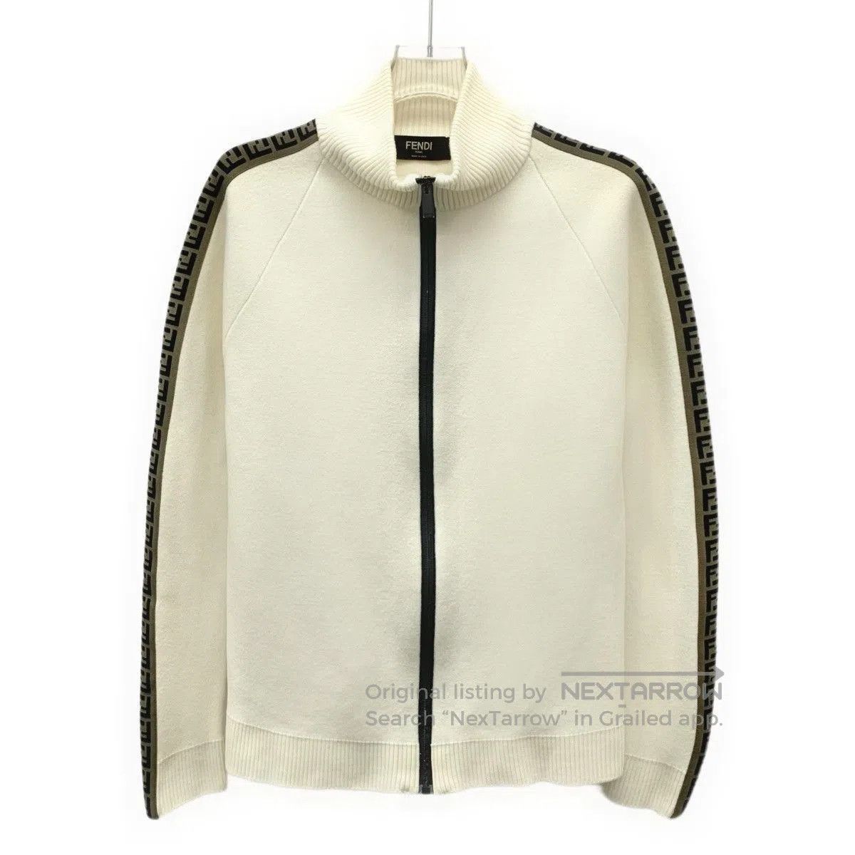 Fendi White Zip-Up Sweatshirt with Side Stripes. Size US L / EU 52-54 / 3 - 1 Thumbnail