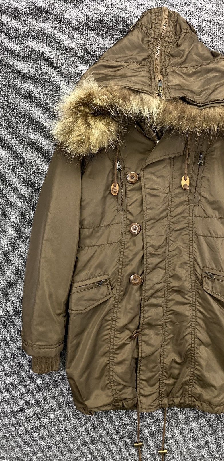 If Six Was Nine 2000s G.O.A - Fur Hoodie Brown Long Jacket Size S / US 4 / IT 40 - 3 Thumbnail