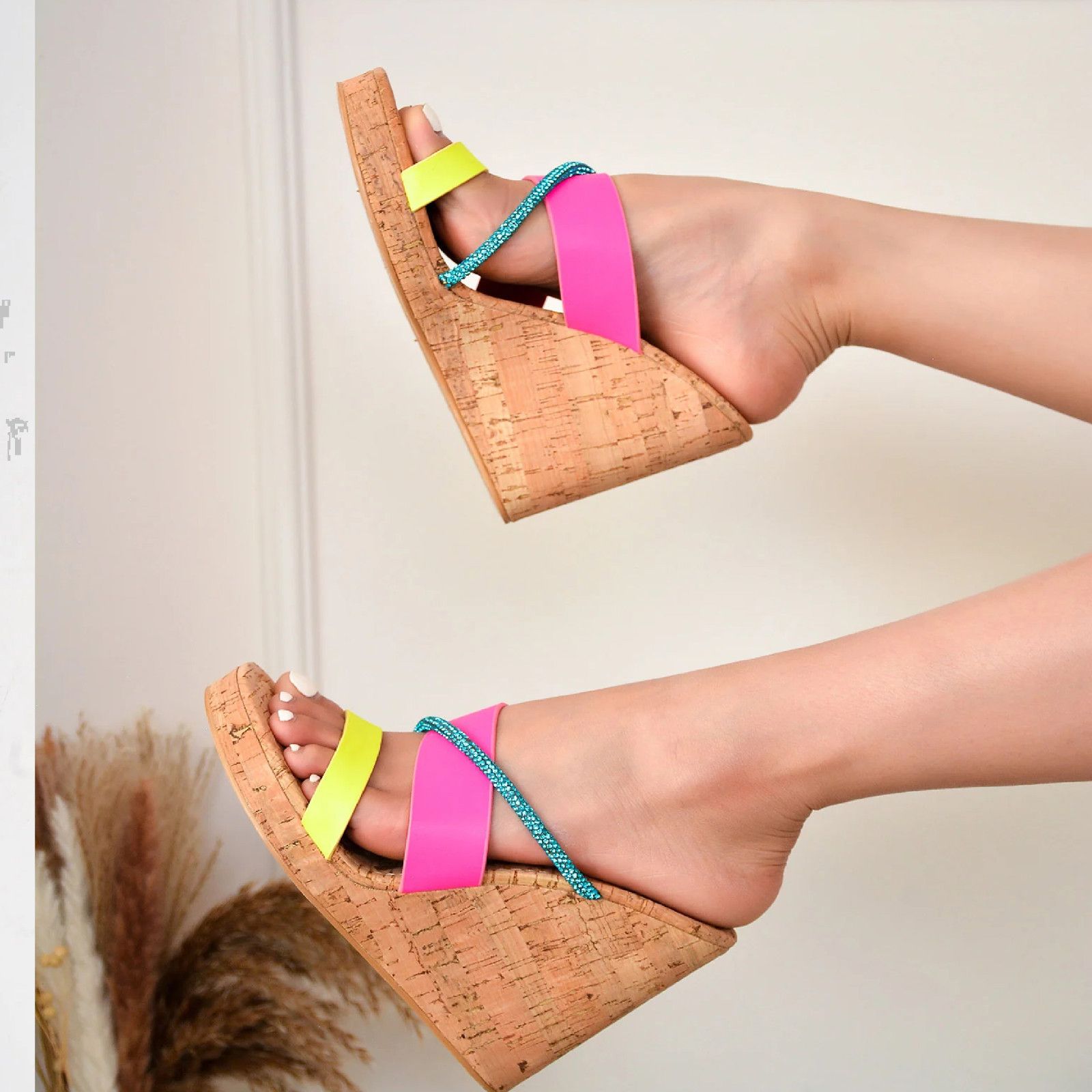 Other Xando Slip On Cork Wedge Slides Multi Size Triple Straps Neo Size US 9 / IT 39 - 1 Thumbnail