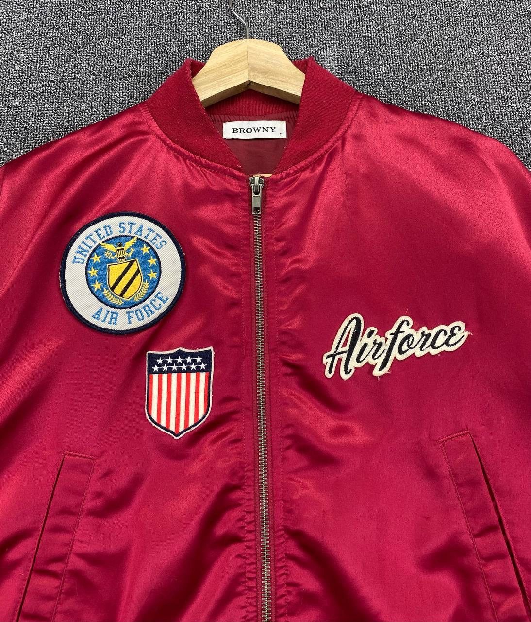 Japanese Brand Vintage Browny U.S Air Force Military Red Bomber Jacket Size M / US 6-8 / IT 42-44 - 10 Thumbnail