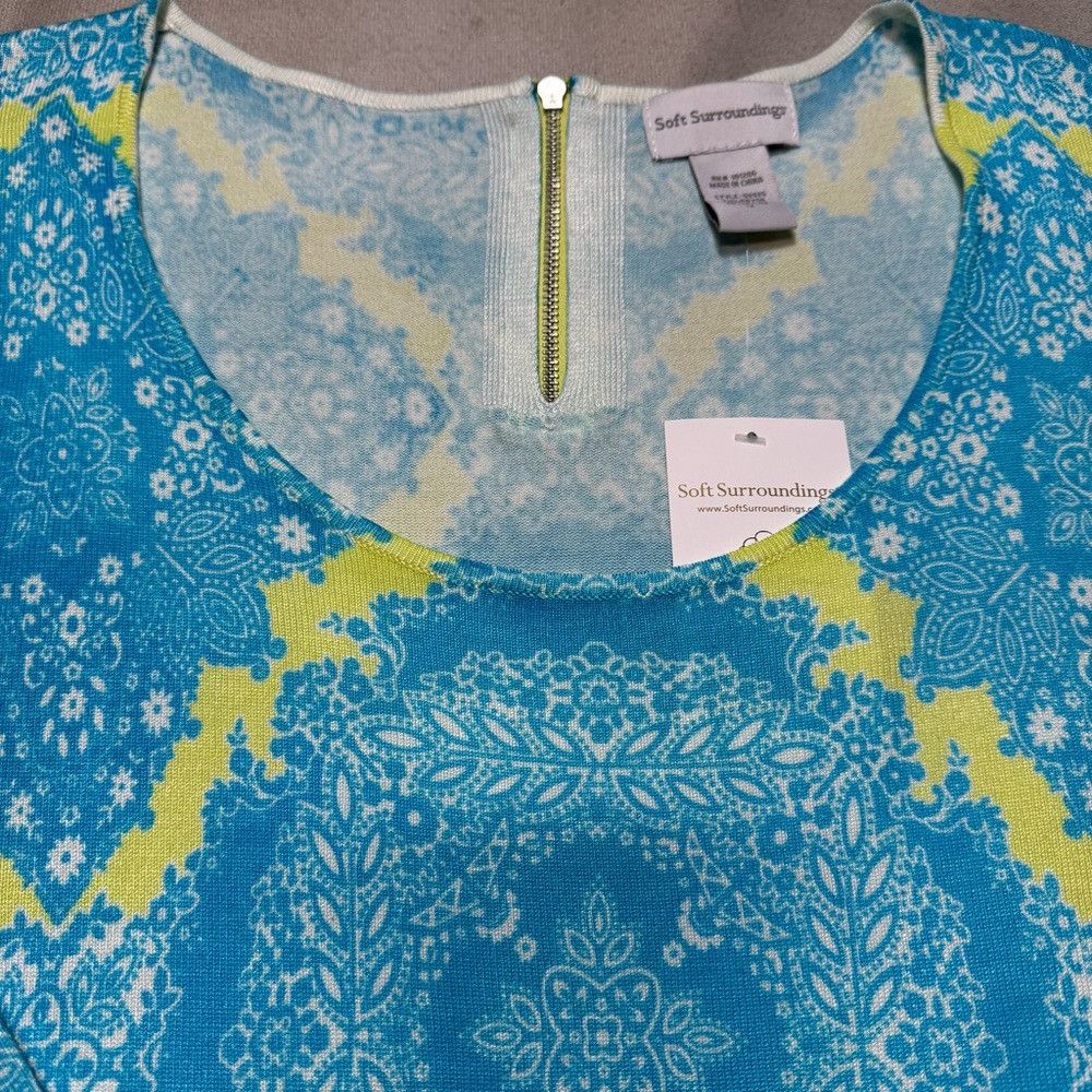 Other NWT New Soft Surroundings Blue Yellow Rayon Tunic Size 1X Size XL / US 12-14 / IT 48-50 - 7 Thumbnail