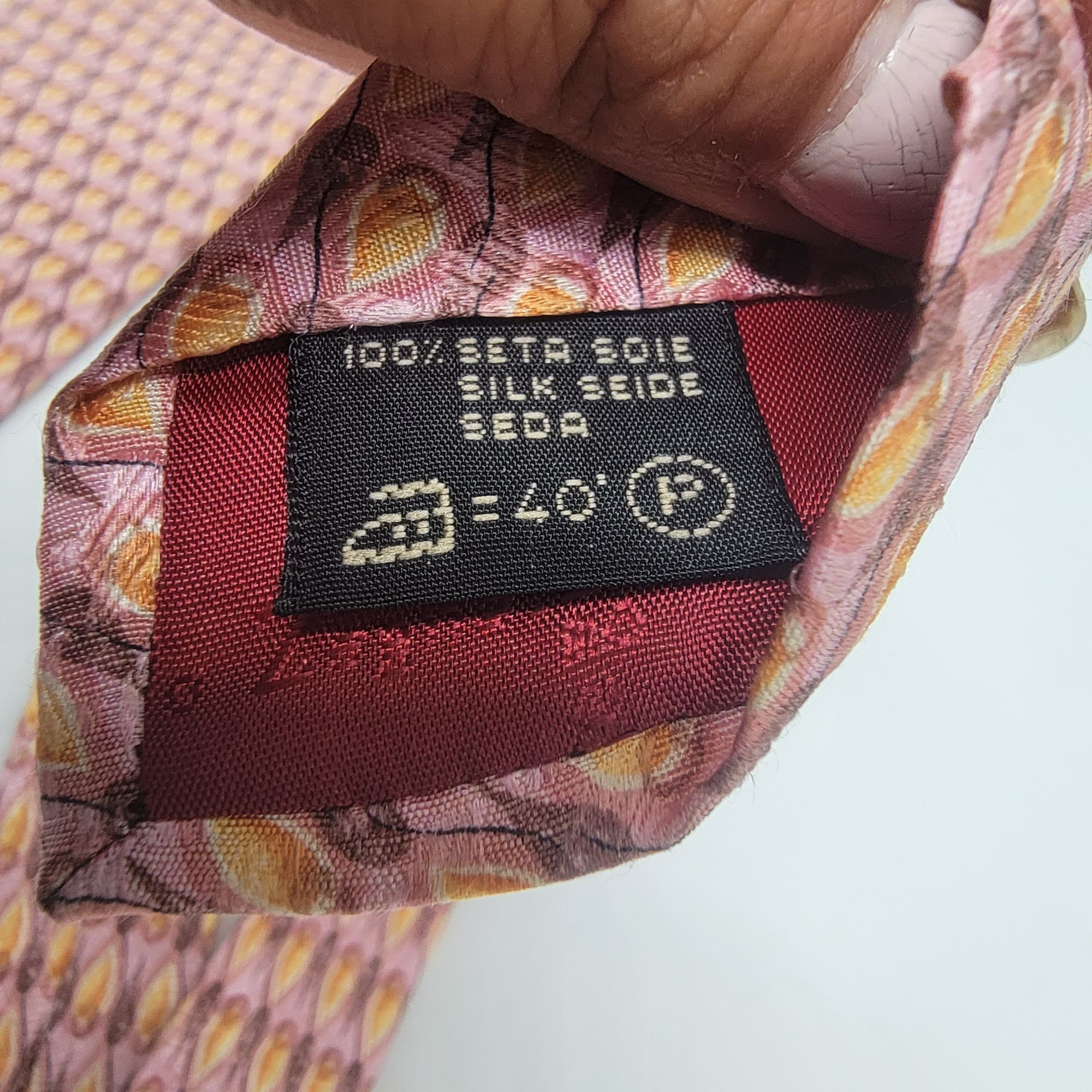 Ermenegildo Zegna ⭐Ermenegildo Zegna Vintage Paisley Leaves Tie Silk Pink Yell Size ONE SIZE - 5 Thumbnail