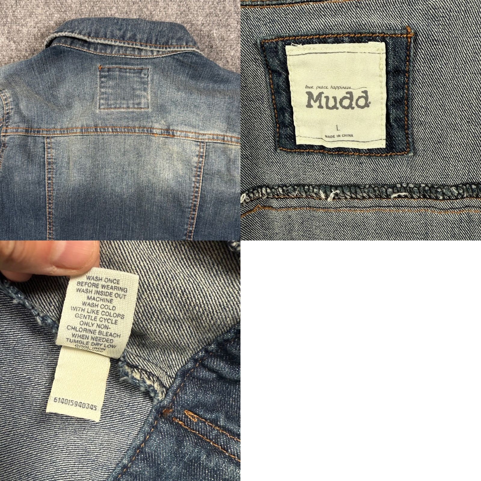 Vintage Mudd Denim Jacket Button Front Casual Fitted Blue Womens L Jacket Size 36" / US 14 / IT 50 - 9 Thumbnail