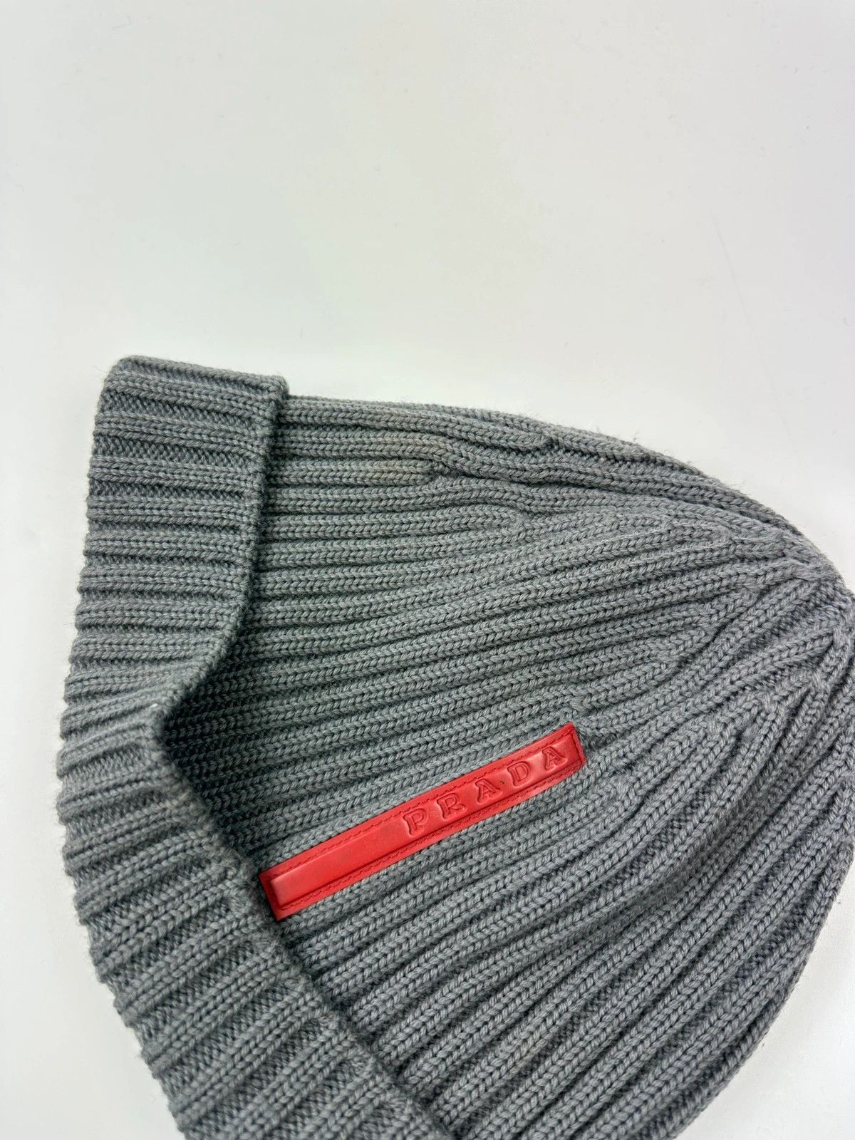 Prada Prada Sport 00s Grey Ribbed Wool Beanie Size ONE SIZE - 6 Thumbnail