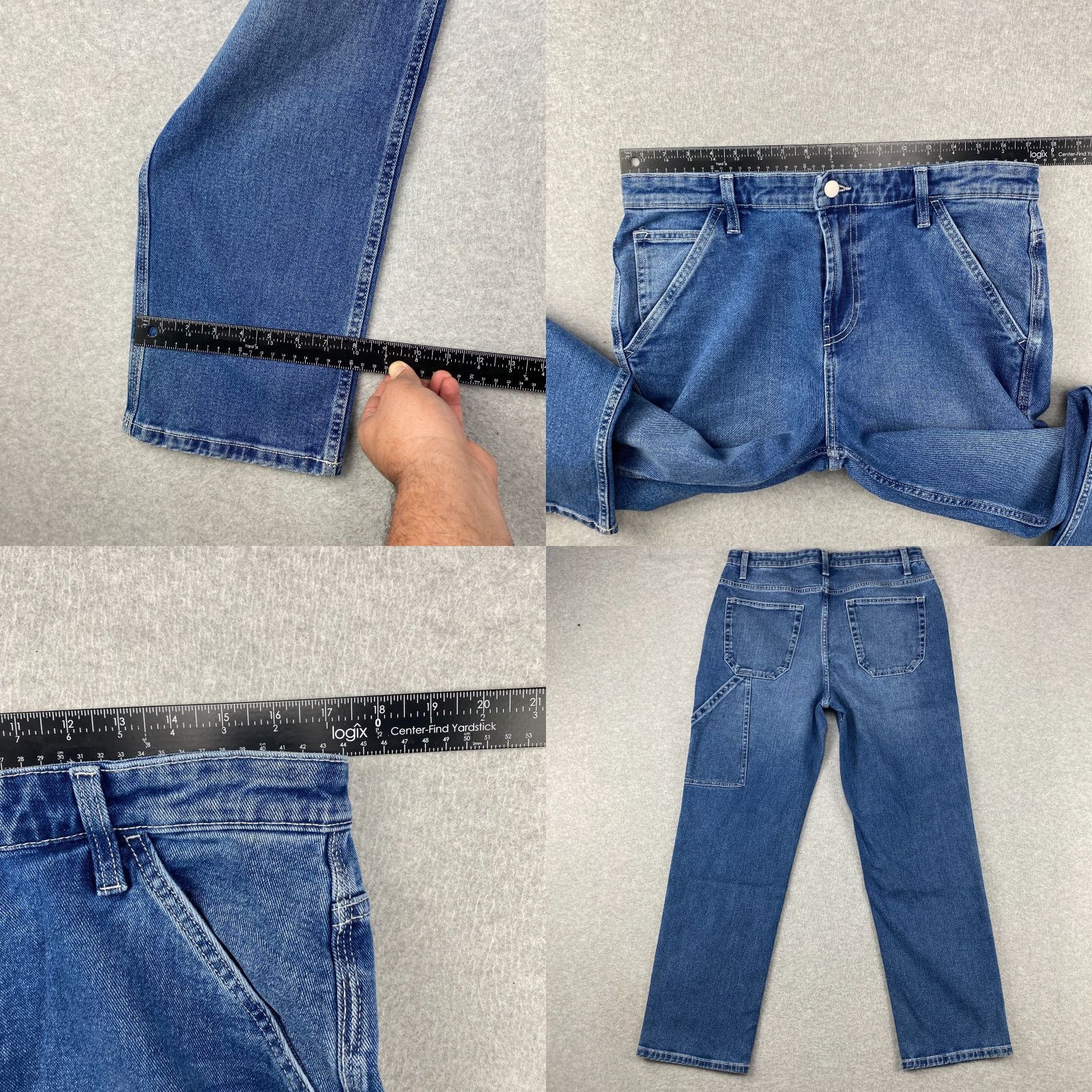 Essentials Amazon Jeans Mens 33X30 Blue Straight Leg Pockets Loose Fit Stretch Vintage No Size US 33 - 8 Thumbnail