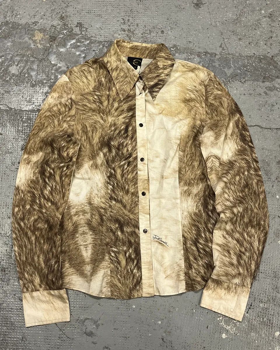 Just Cavalli 2000s Cavalli Fur Movement Beige Shirt Size US S / EU 44-46 / 1 - 1 Thumbnail
