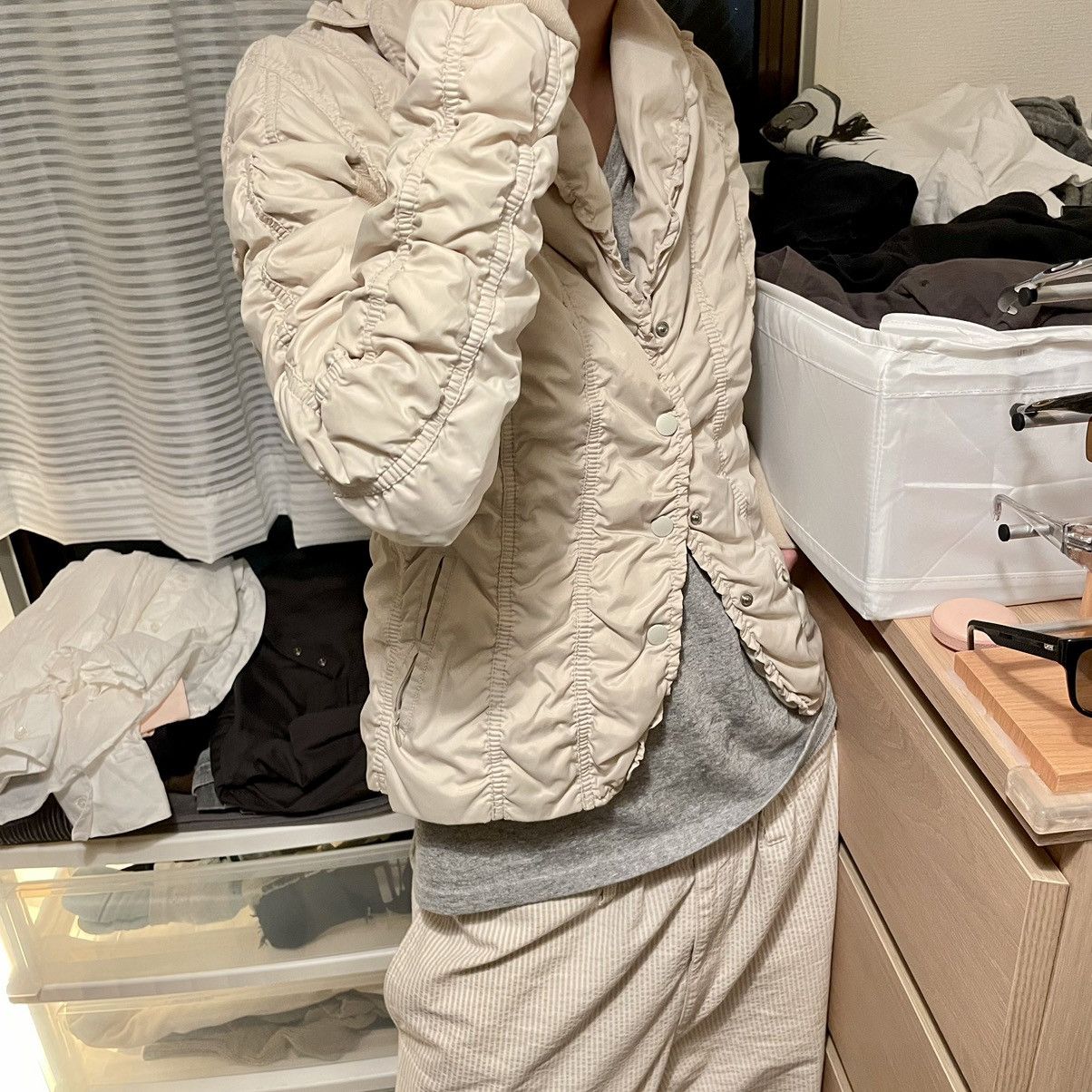 Issey Miyake ISSEY MIYAKE PLEATS JACKET IVORY BEIGE RARE Size L / US 10 / IT 46 - 11 Thumbnail