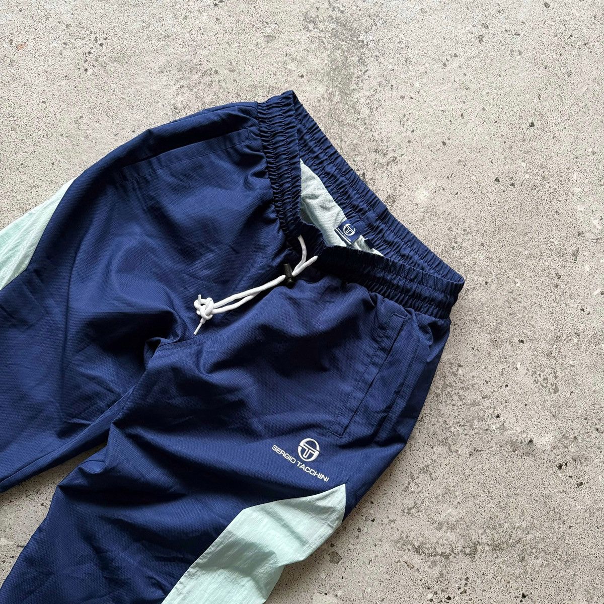Sergio Tacchini Sergio Tacchini Mens Track Pants Blue Green Joggers Retro Size US 31 - 3 Thumbnail