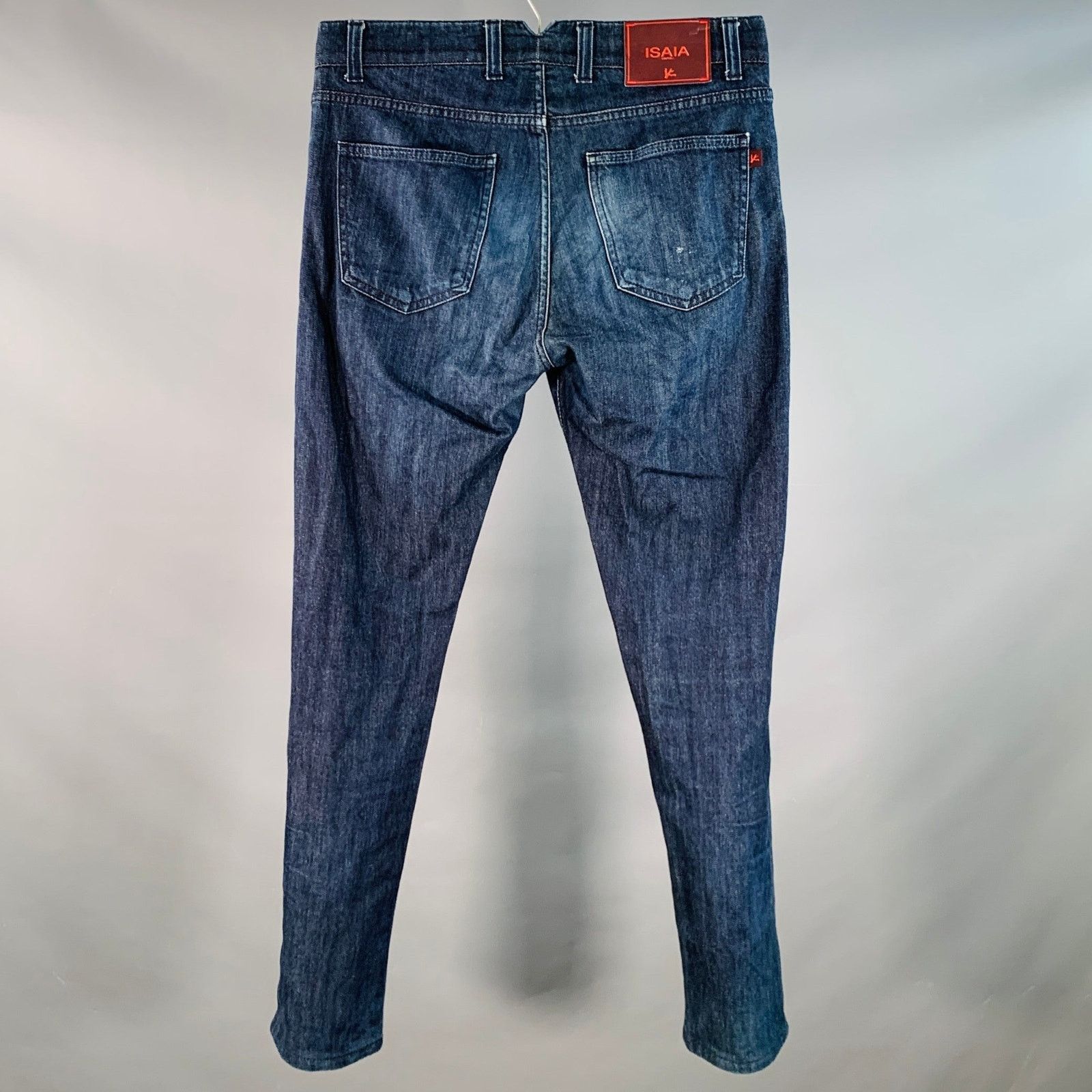 Isaia ISAIA Size 32 Blue Cotton Selvedge Twill Skinny Jeans Size US 32 / EU 48 - 3 Thumbnail