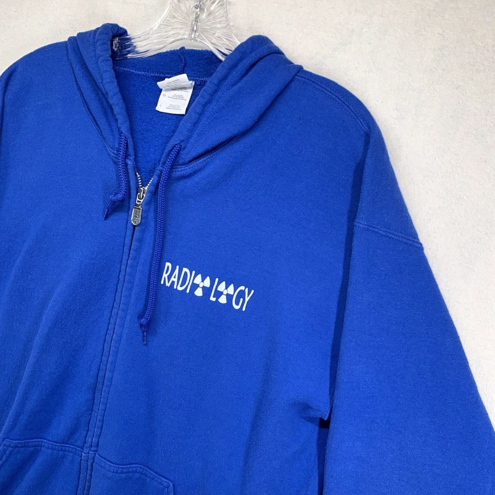 Gildan VINTAGE Gildan Radiology Graphic Hoodie Pullover Large Blue Zip Hooded Sweatshirt 90s Mens Size US L / EU 52-54 / 3 - 4 Thumbnail
