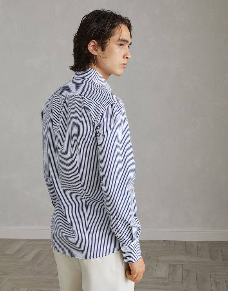 Brunello Cucinelli o1w1db10825 Stripe Pattern Cotton Shirt in Blue Size US S / EU 44-46 / 1 - 4 Thumbnail