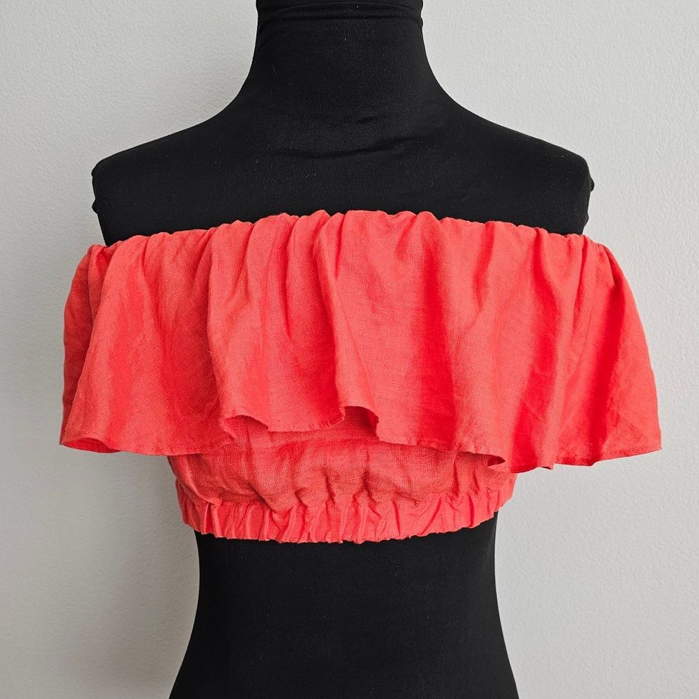 Banana Republic BANANA REPUBLIC Off-Shoulders Meridian Linen Ruffle Top XXS Size XXS / US 00 / IT 34 - 3 Thumbnail