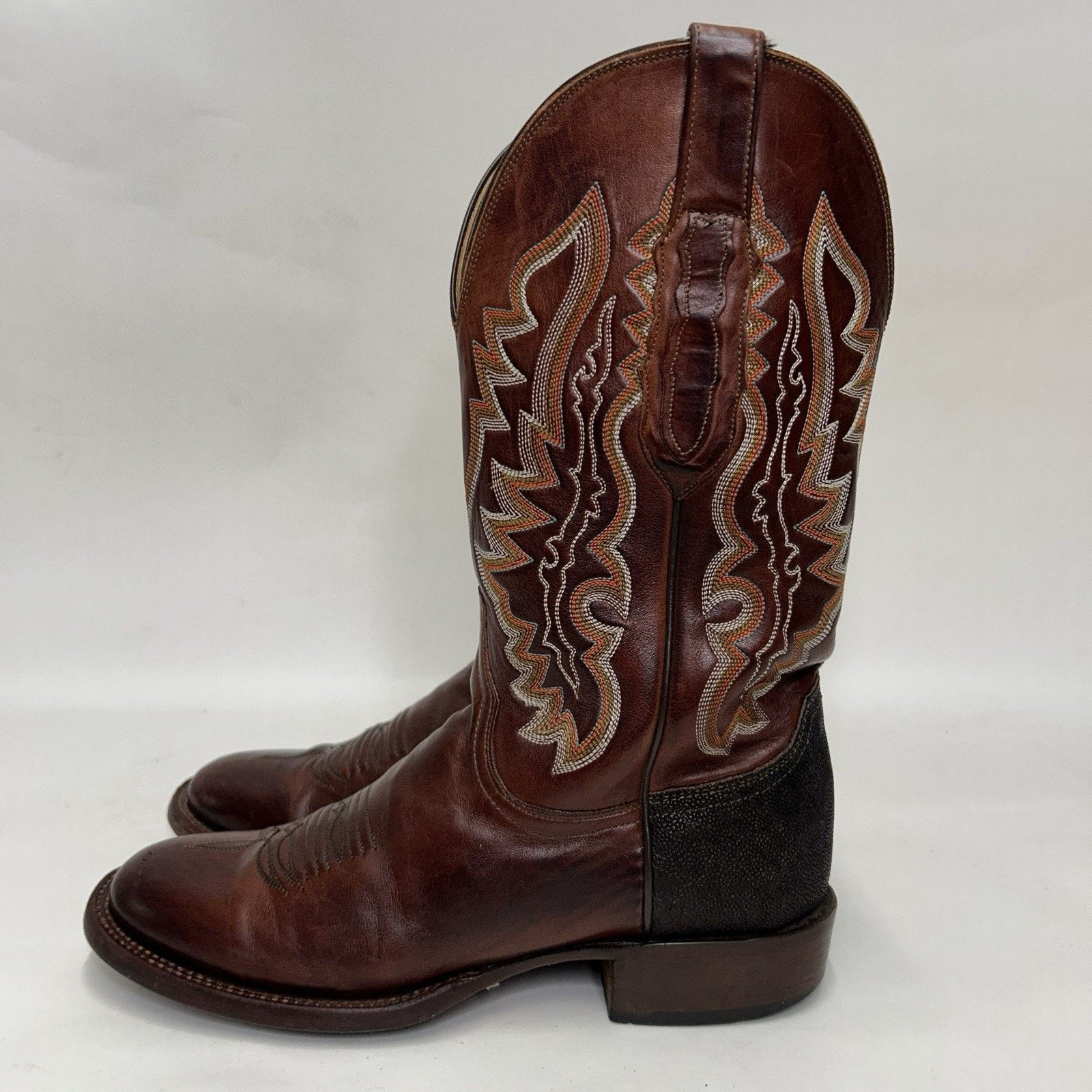 Lucchese Lucchese Shark Skin Square Toe Cowboy Boots “Brown” Size US 8 / EU 41 - 7 Thumbnail