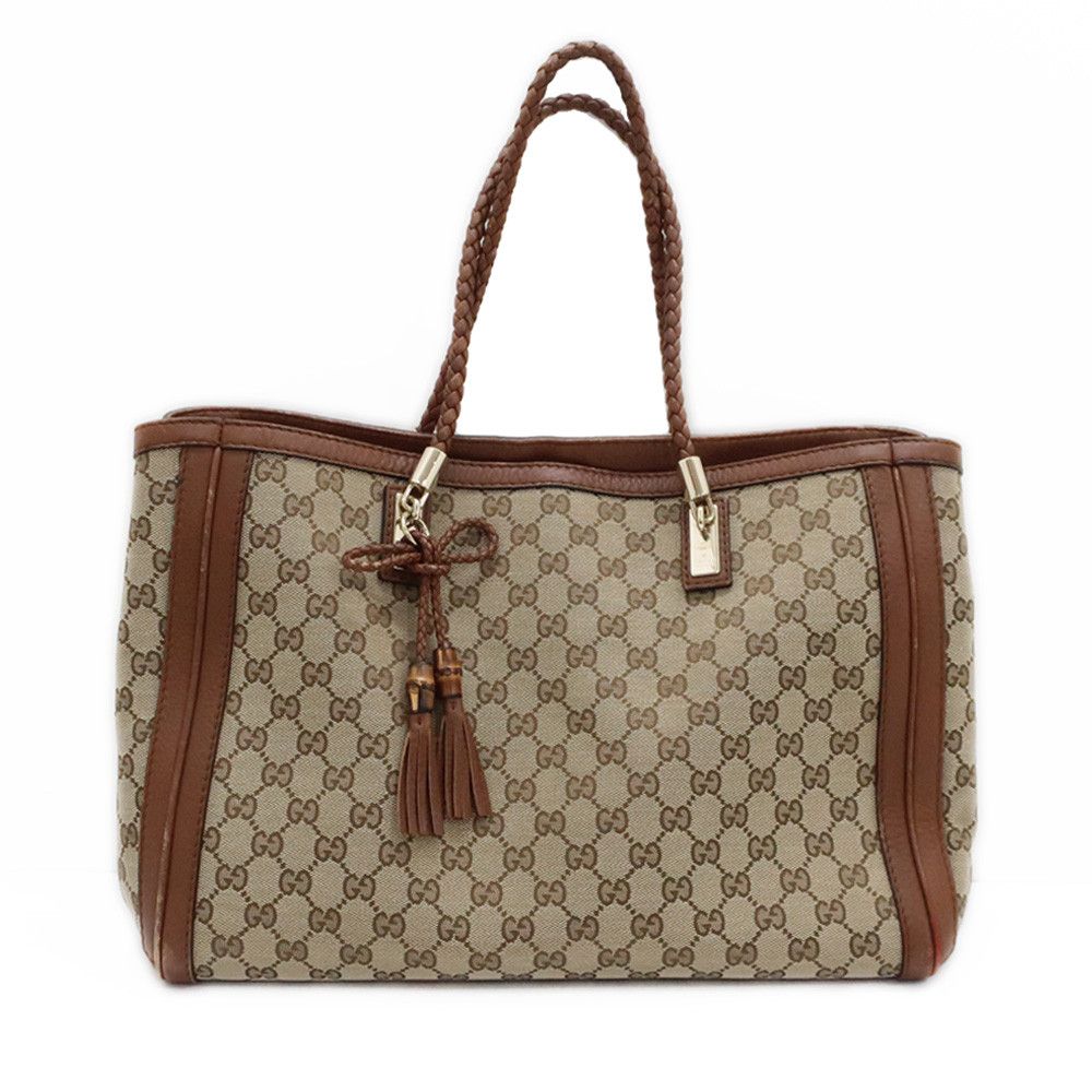 image of Gucci Bella Bamboo Tassel Tote Bag Leather Brown, Women's