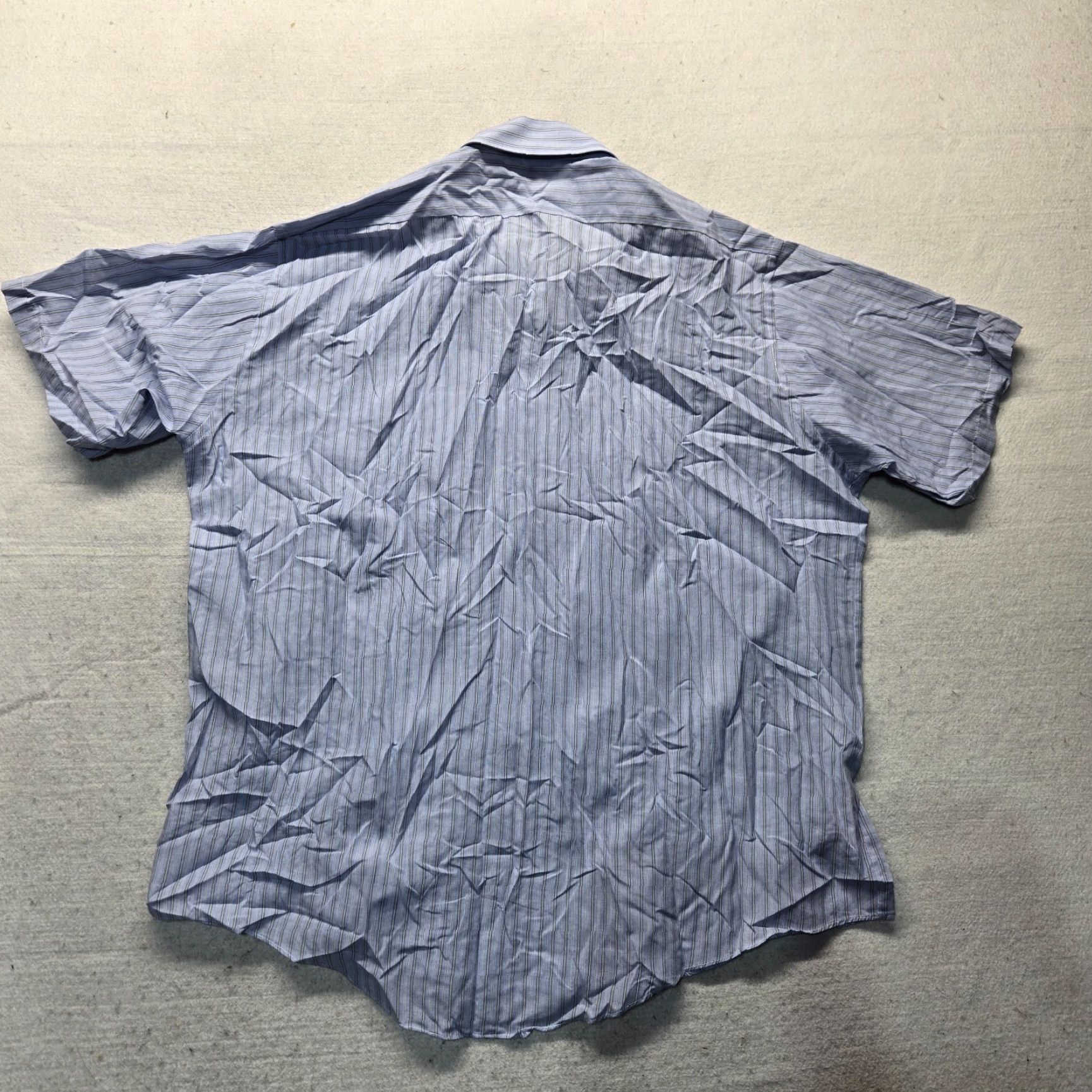Vintage Ketch Shirt Blue Striped Button-Up Short Sleeve Adult Men's Size 17.5 Size 46R - 8 Thumbnail