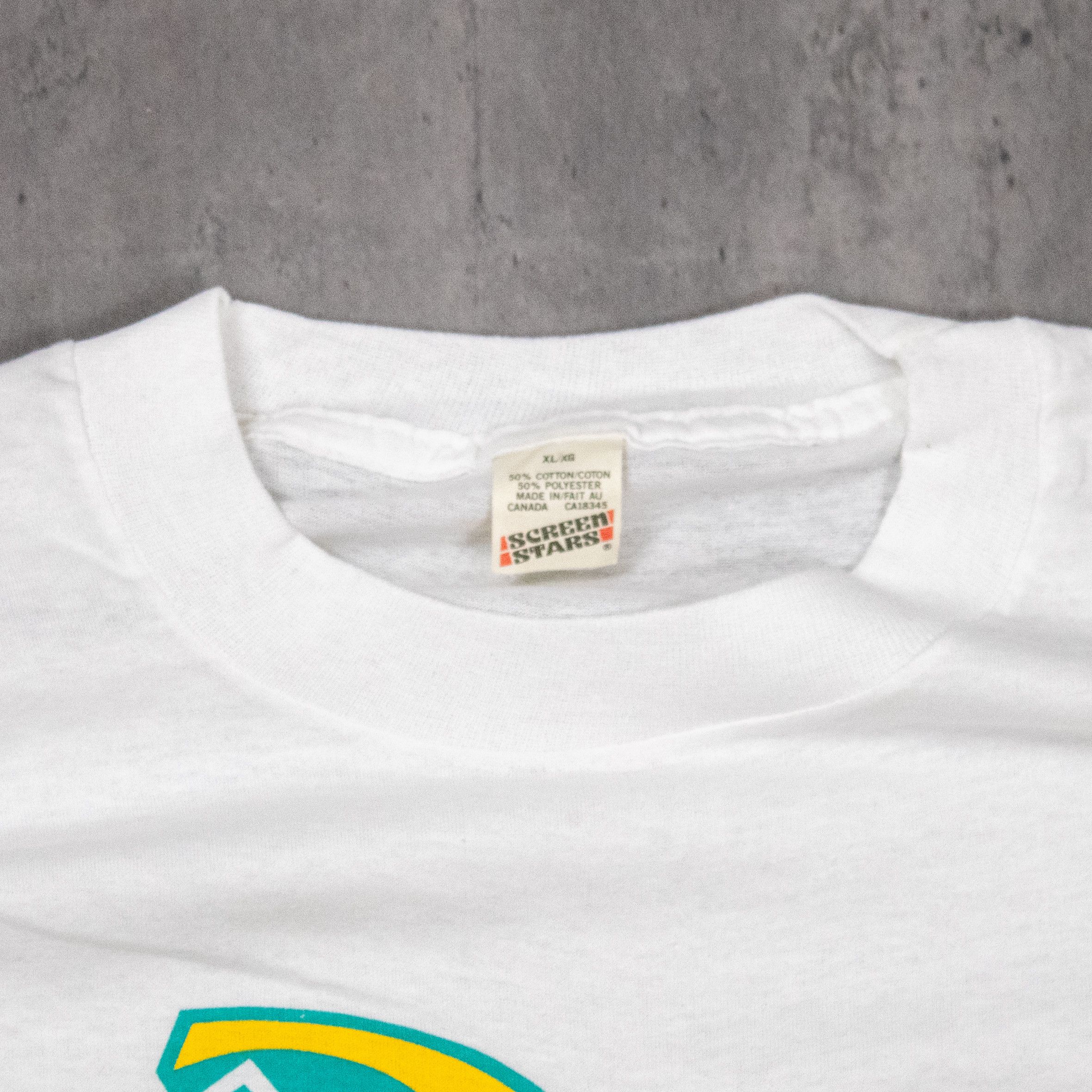 Band Tees × Vintage Vintage 1980’s Screen Stars Q 100 FM Single Stitch White Tee Size US L / EU 52-54 / 3 - 6 Thumbnail
