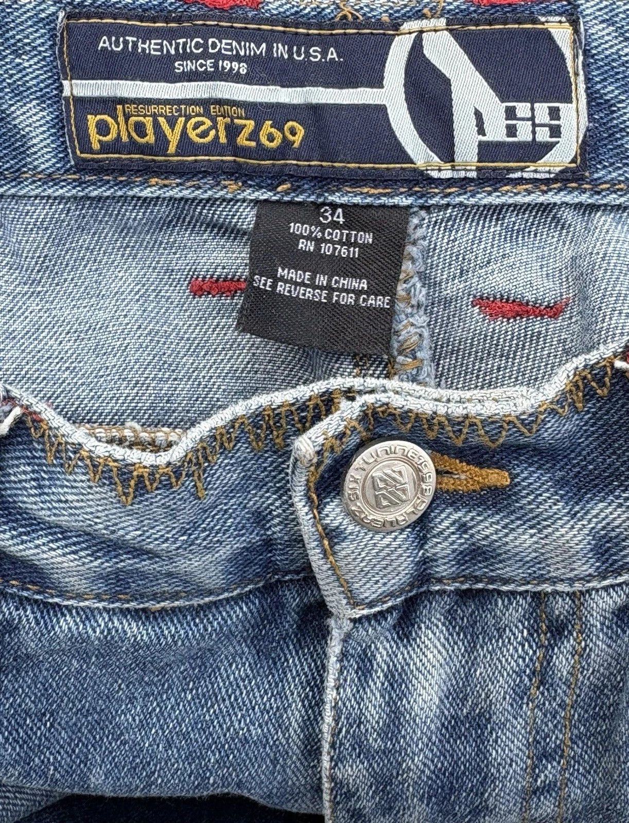 Other Playerz69 Y2k VIntage Mens Size 34 Baggy Fit Denim Jeans Size US 34 / EU 50 - 3 Thumbnail