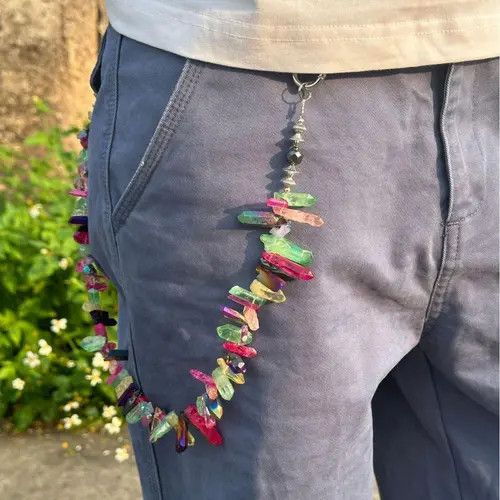 Jewelry 494Multicolor Crystal Beaded Wallet Chain, Pants Chain Size ONE SIZE - 1 Thumbnail