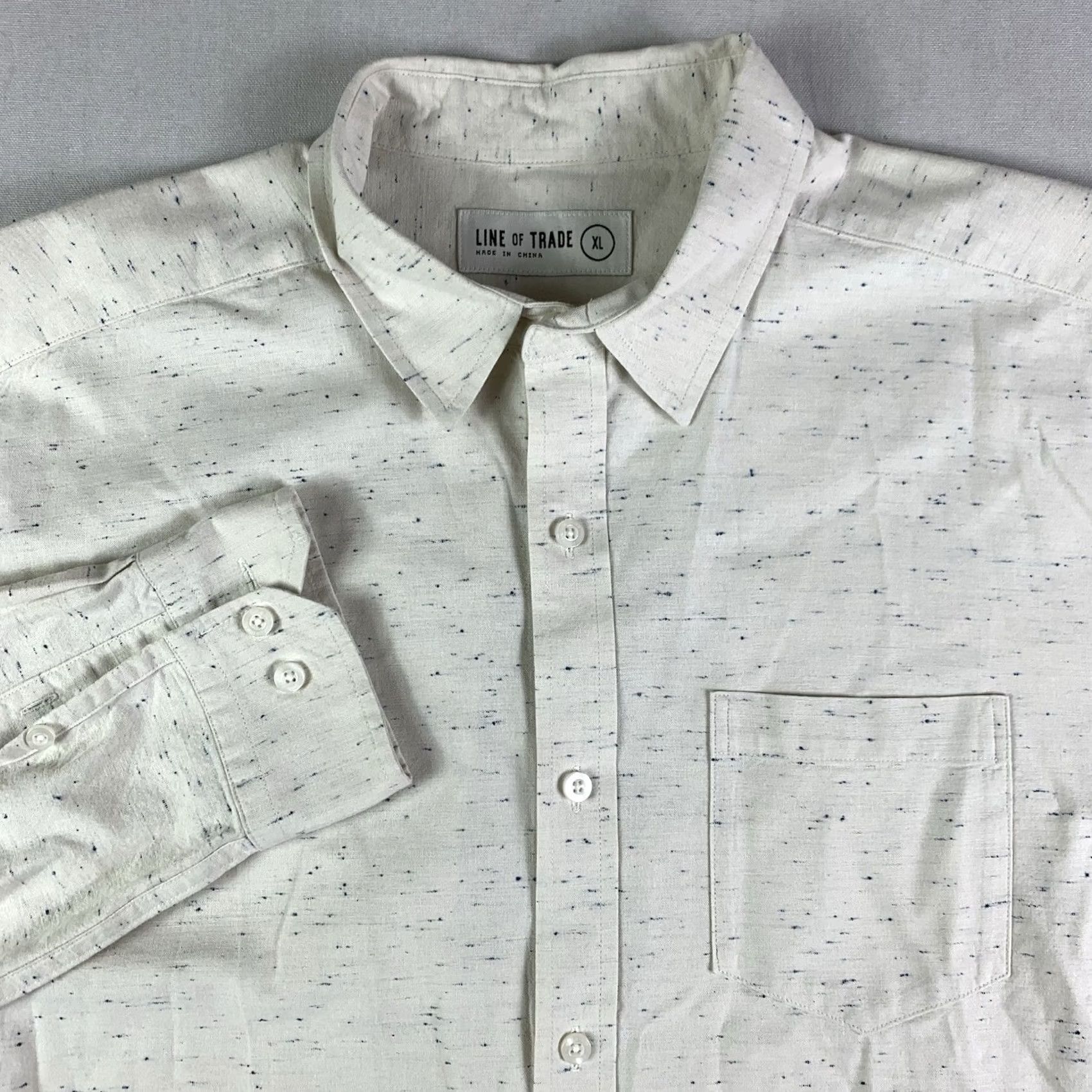 Vintage Line of Trade Shirt Mens XL Button Up Long Sleeve Heathered White Size US XL / EU 56 / 4 - 2 Thumbnail