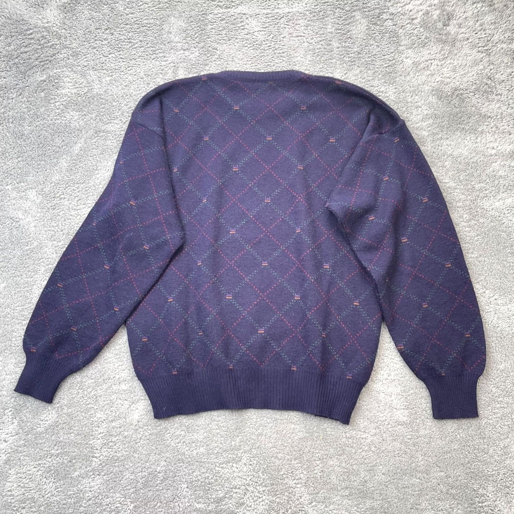 Vintage VINTAGE Maglificio Florence Sweater Men XL Blue Wool Argyle Knit Crew Pullover Italy Size US XL / EU 56 / 4 - 4 Thumbnail