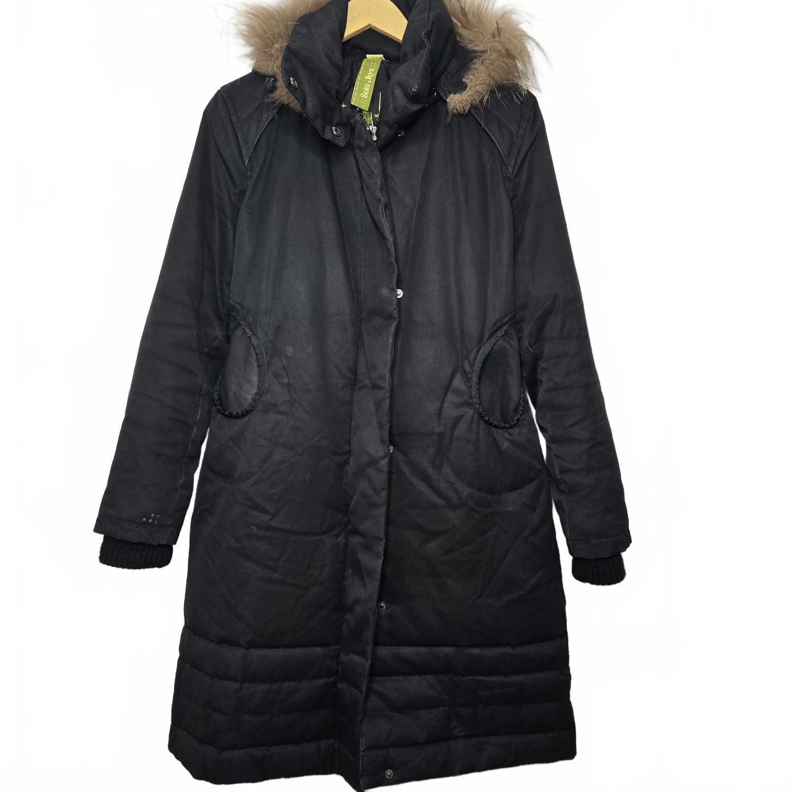 Soia & Kyo Soia & Kyo Black Down Long Coat Fur Trim Hood Winter Parka Size L / US 10 / IT 46 - 1 Thumbnail