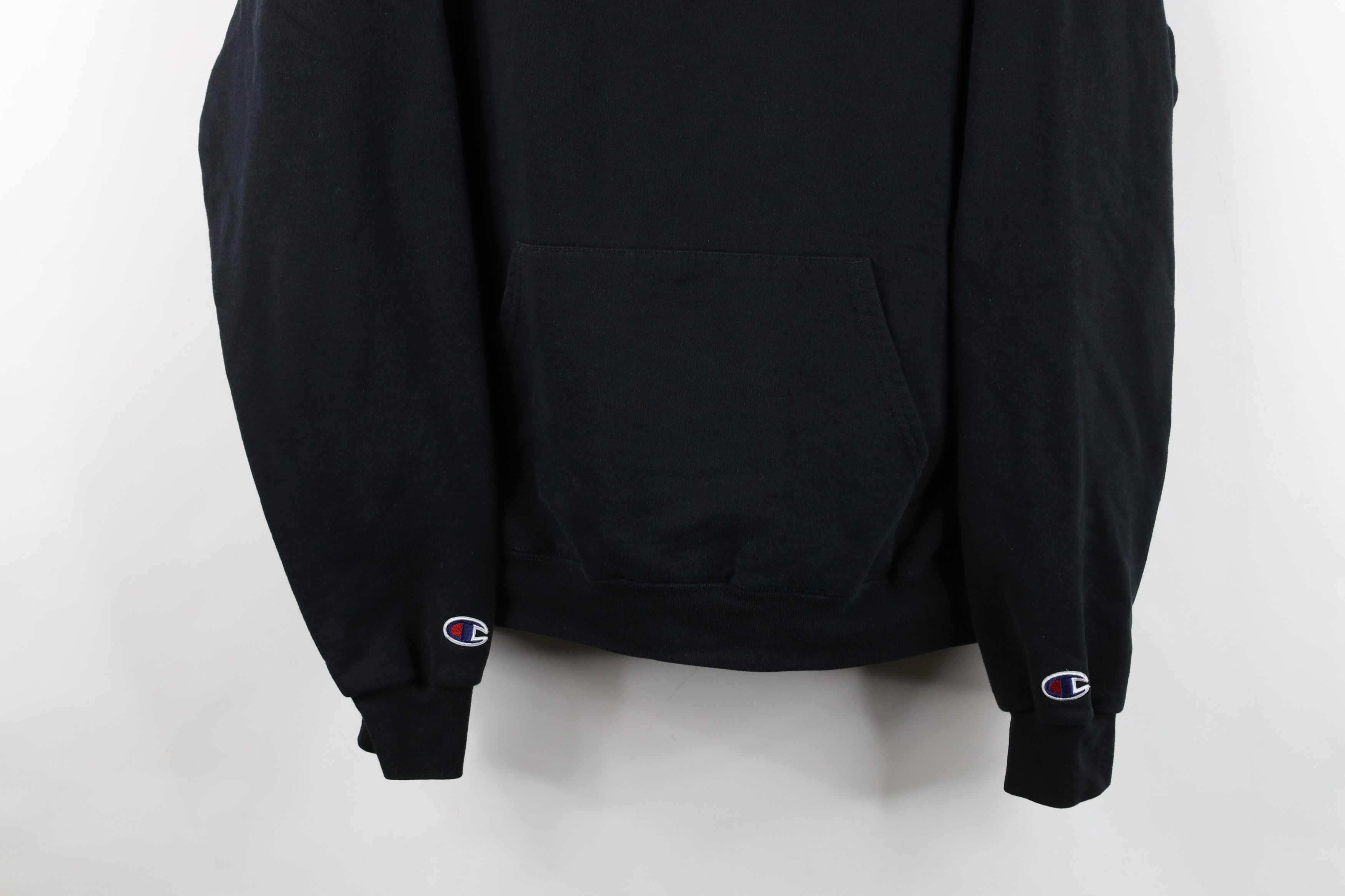 Champion Vintage 90s Champion Faded Blank Hoodie Sweatshirt Black Size US L / EU 52-54 / 3 - 3 Thumbnail