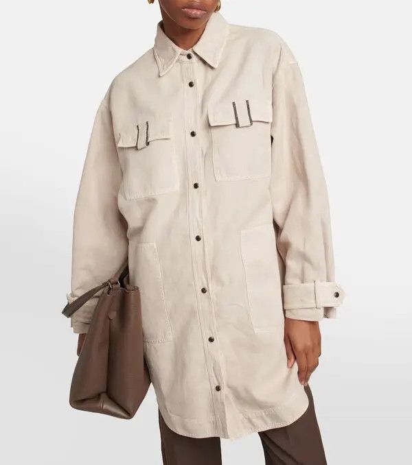 Brunello Cucinelli o1y0725 Denim Jacket in Beige Size XS / US 0-2 / IT 36-38 - 5 Thumbnail