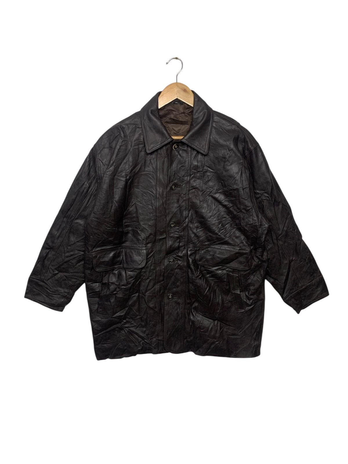 Leather Vintage 90's Dark Brown Shlendid Button Up Leather Jacket Size US S / EU 44-46 / 1 - 1 Thumbnail
