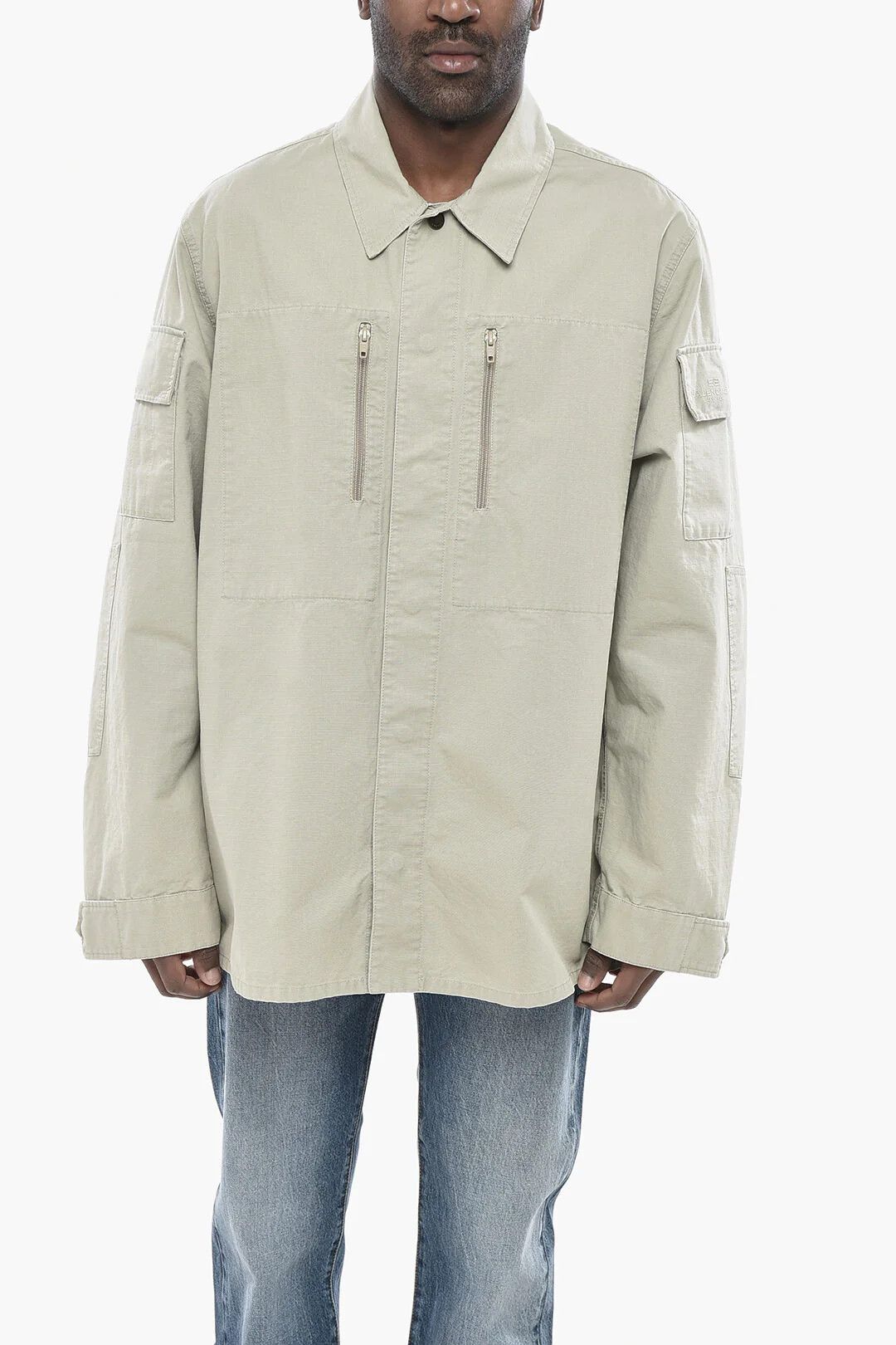Balenciaga og1mm0426 Checked Ripstop Overshirt in Beige Size US S / EU 44-46 / 1 - 1 Thumbnail
