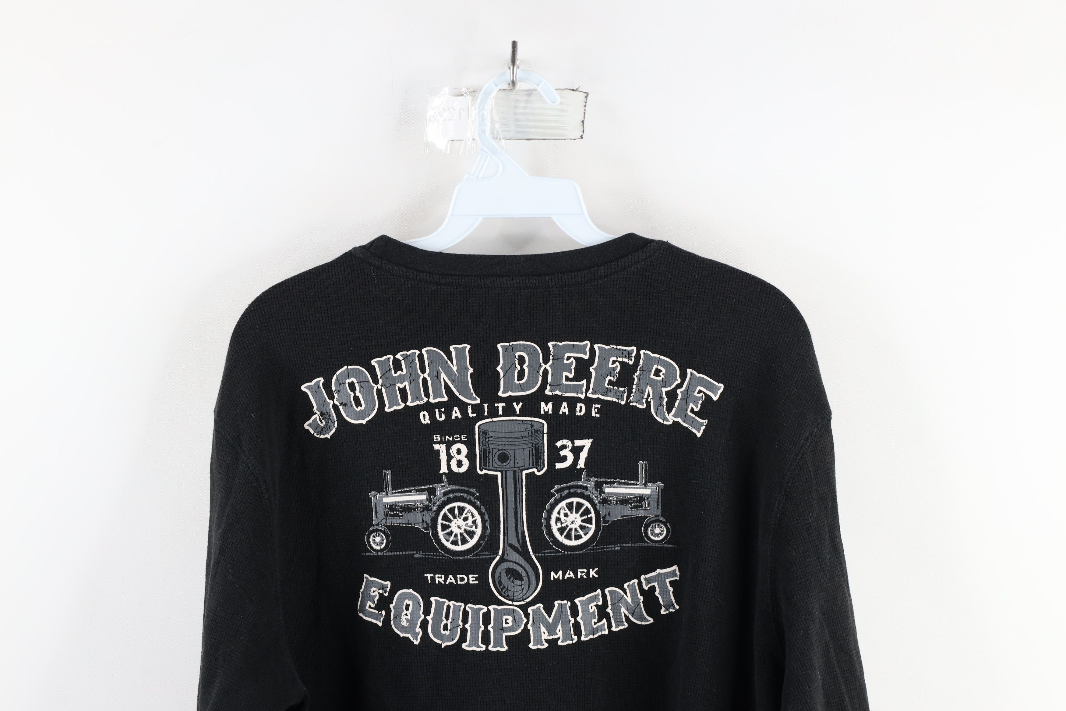 John Deere × Vintage Vintage John Deere Out Thermal Waffle Knit T-Shirt Black Size US L / EU 52-54 / 3 - 15 Thumbnail