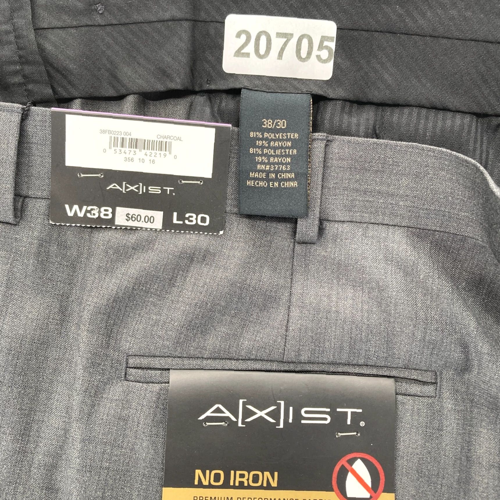 Vintage AXIST No Iron Dress Pants Mens 38x30 Gray Pleated Straight Leg Cuffed Mid Rise Pants Size US 38 / EU 54 - 4 Thumbnail
